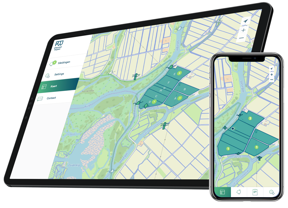Beelden van de Perceelwijzer applicatie
